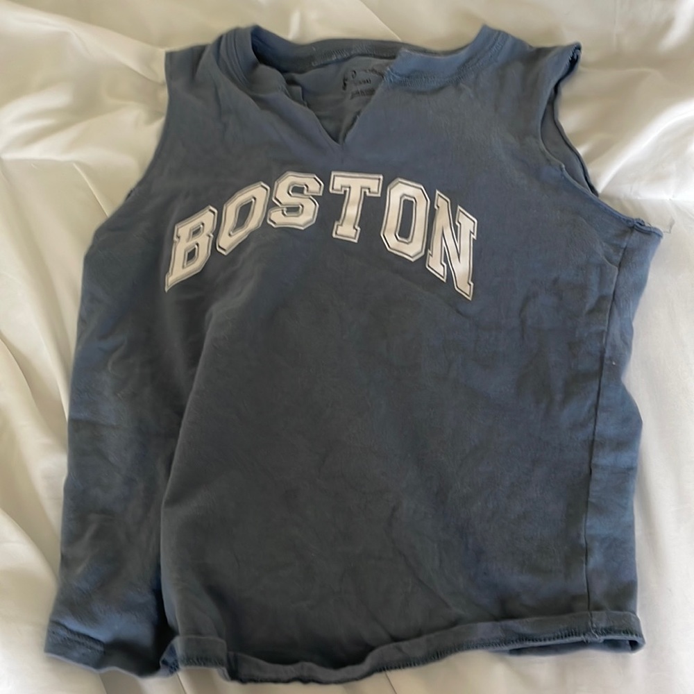 Girls blue Boston cut sleeve tank